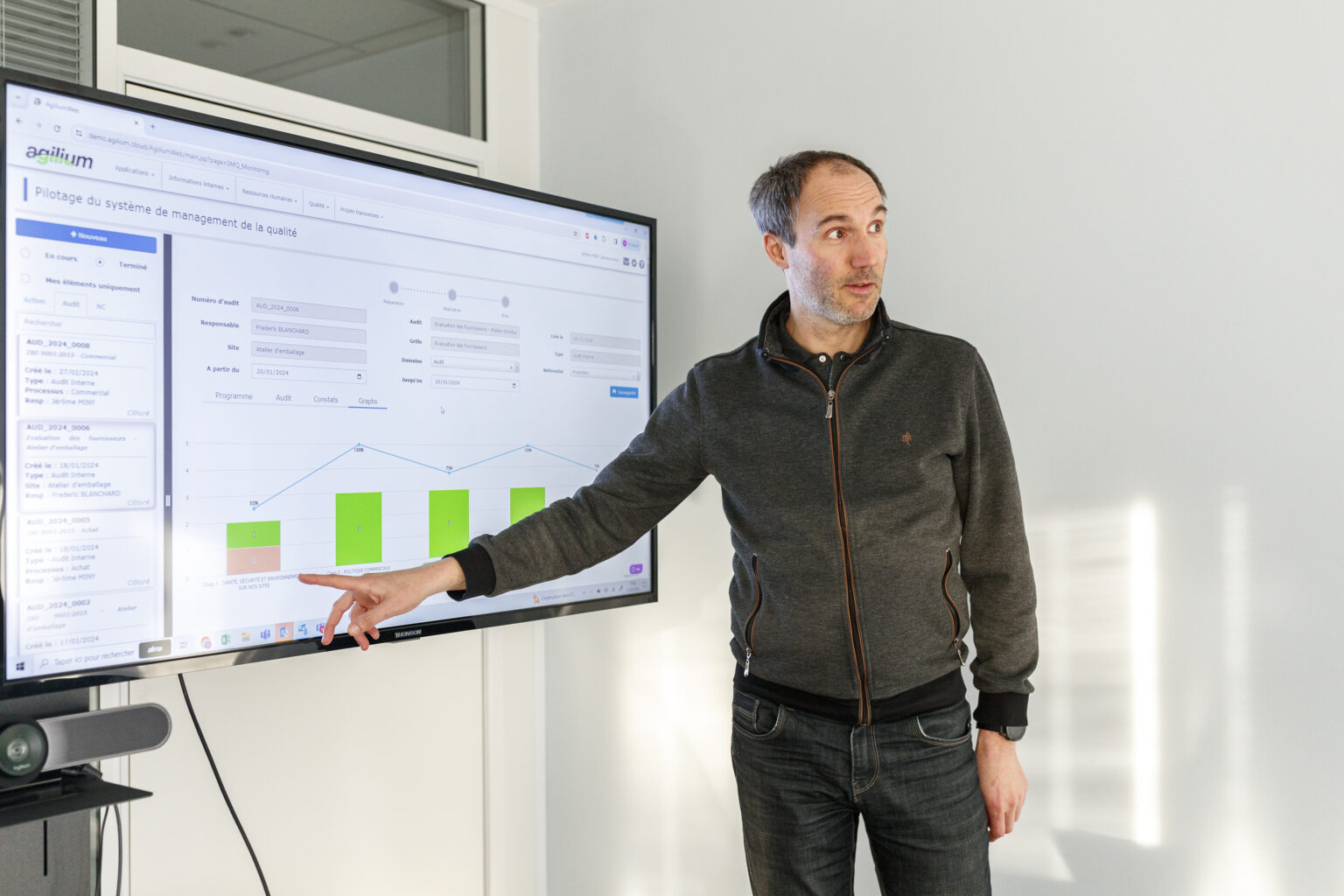 Jérôme Miny présentant le logiciel Agilium